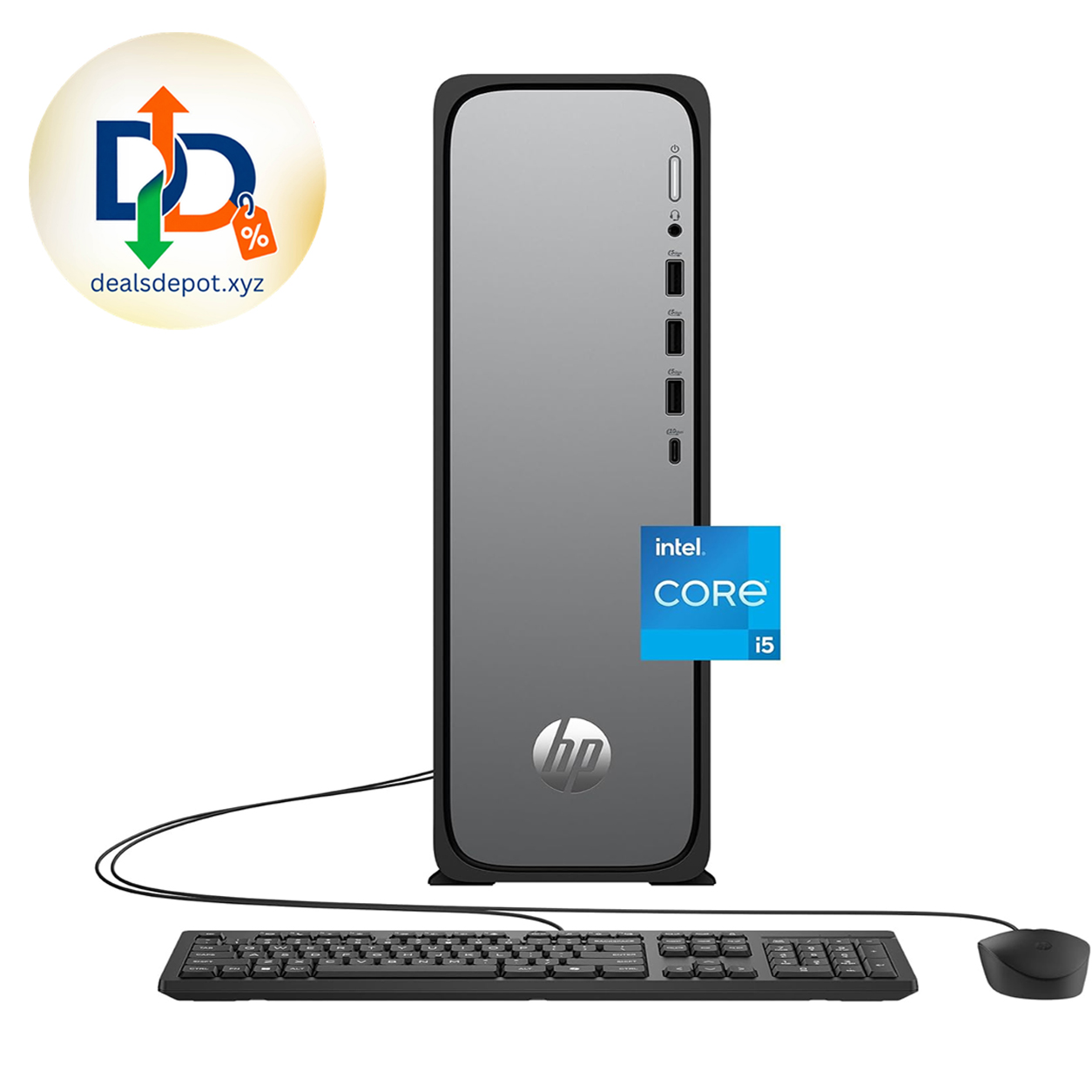 HP OmniDesk Slim Desktop PC, Intel Core i5-14400, 8 GB RAM, 512 GB SSD, Intel UHD Graphics 730, Windows 11 Home, Microsoft Copilot, Meteor Silver, S03-0012 (2026)