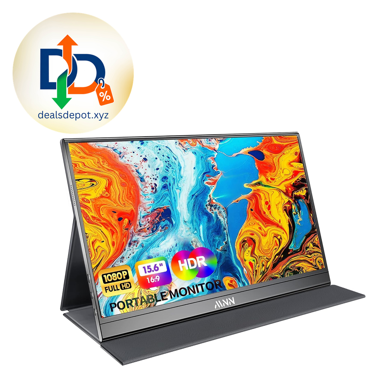 MNN 15.6" FHD 60Hz Portable Monitor USB-C HDMI IPS HDR Gaming Laptop 15.6" FHD IPS HDR, USB-C one-cable, PC/Mac/Phone/Switch, Smart Case,Laptop , low blue, work&game