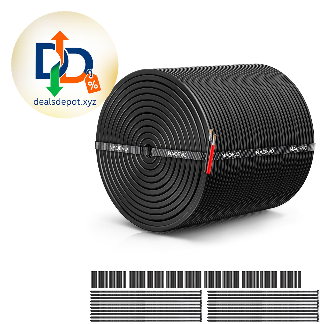 NAOEVO 18 Gauge Wire 2 Conductor, 18 Gauge Automotive Wire 12V Cable, 200FT Tinned Copper 18 AWG Wire, 18/2 Low Voltage Cable, Flexible Stranded Electrical Wire for Automotive, Marine, Speaker, Lights