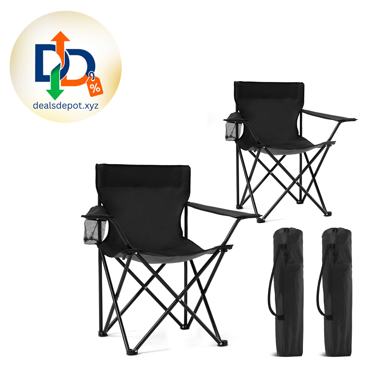 Portable Folding Camping Chairs – 2 Pack