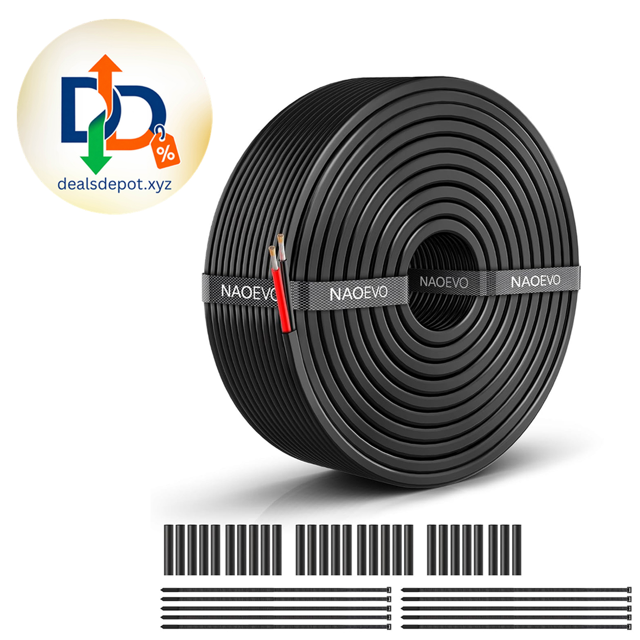 NAOEVO 14 Gauge Wire 2 Conductor, 14 Gauge Automotive Wire 12V Cable, 50FT Tinned Copper 14 AWG Wire, 14/2 Low Voltage Cable, Flexible Stranded Electrical Wire for Automotive, Marine, Speaker, Lights