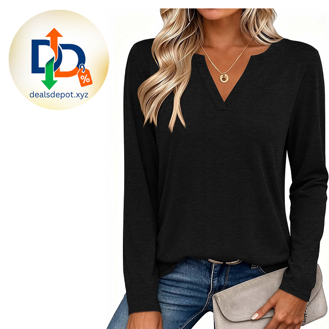Zeagoo Women’s V-Neck Long Sleeve Top