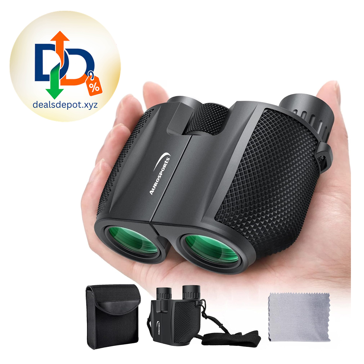 Aurosports 10x25 Compact Binoculars for Bird Watching, Cruise Ship, Travel Small & Lightweight for Adults Kids; BAK4 & FMC for Crystal Clarity; Easy Focus with Case & Strap; Gift for Hunting, Sports