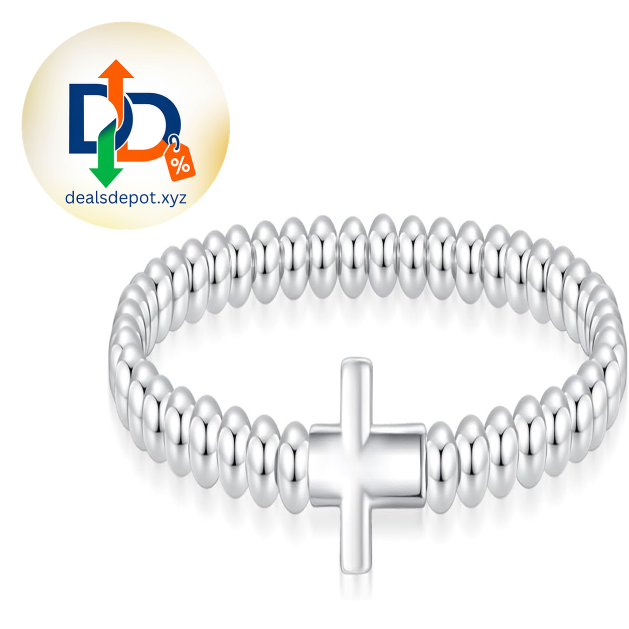 Beaded Bracelets for Women 14K Silver Gold Plated Stretch Handmade Ball Bracelets Cute Charm Bracelet Dainty Stackable Cross Heart Bow Wave CZ Circle Trendy Jewelry Easter Gifts