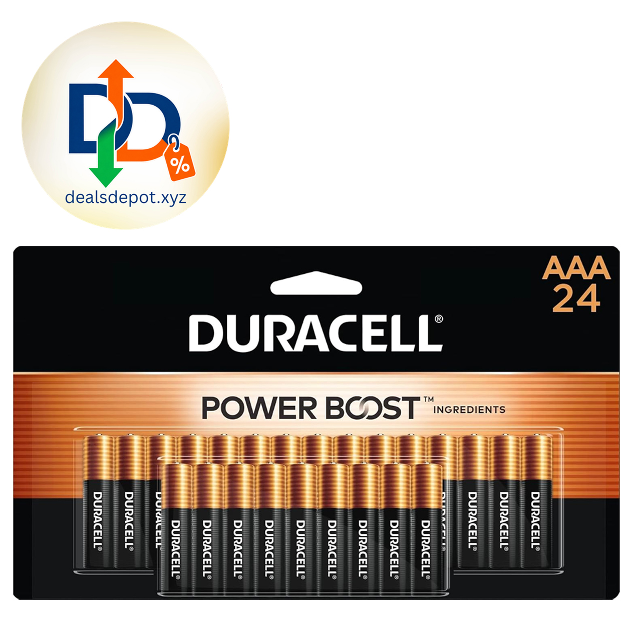 Duracell Coppertop AAA Batteries, 24 Count, 12-Year Shelf Life Power Boost Ingredients