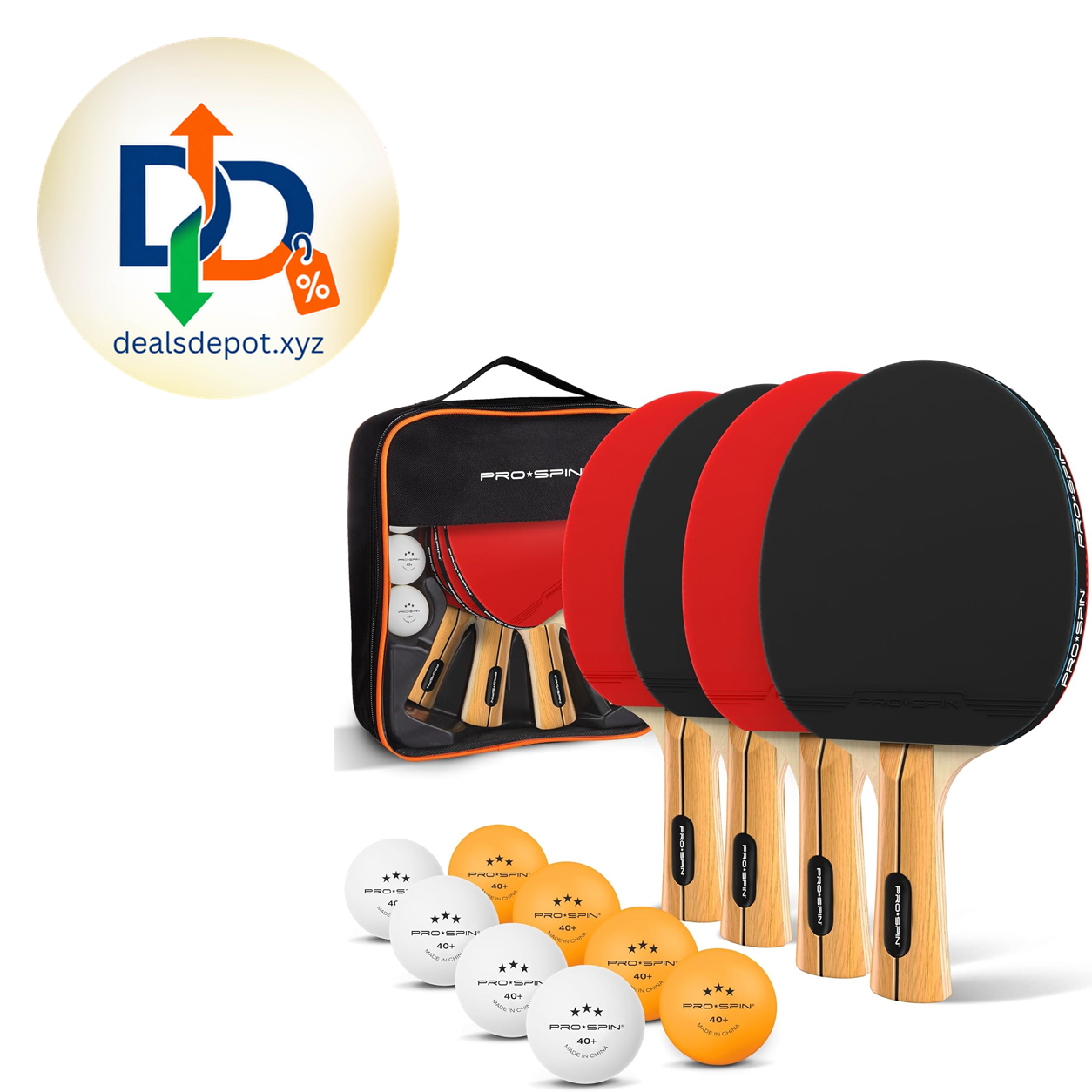 PRO-SPIN Ping Pong Paddles - High-Performance Set with Premium Table Tennis Rackets, 3-Star Ping Pong Balls, Compact Storage Case | Professional Quality Ping Pong Paddle Set