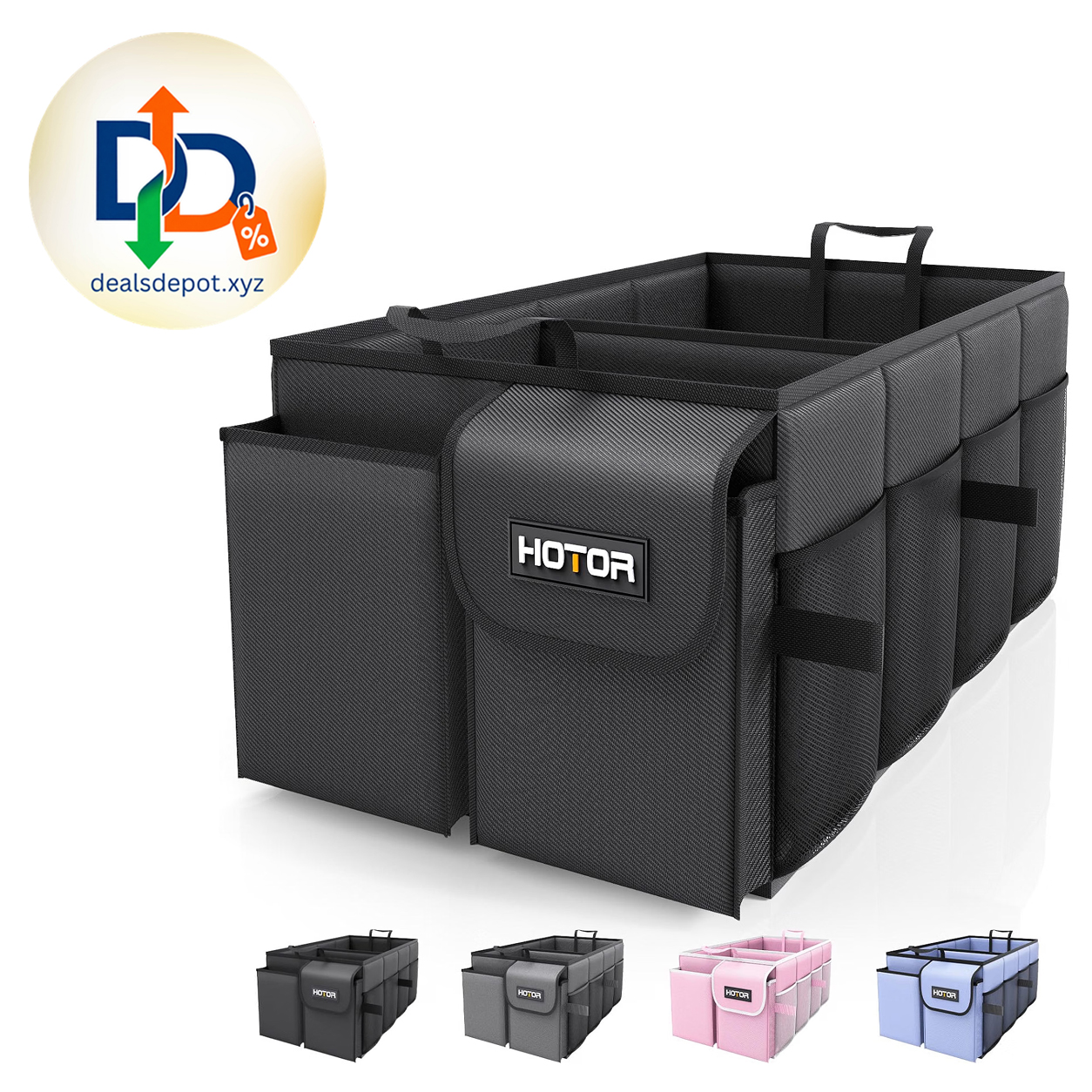 HOTOR Foldable Car Trunk Organizer – 2 Compartments