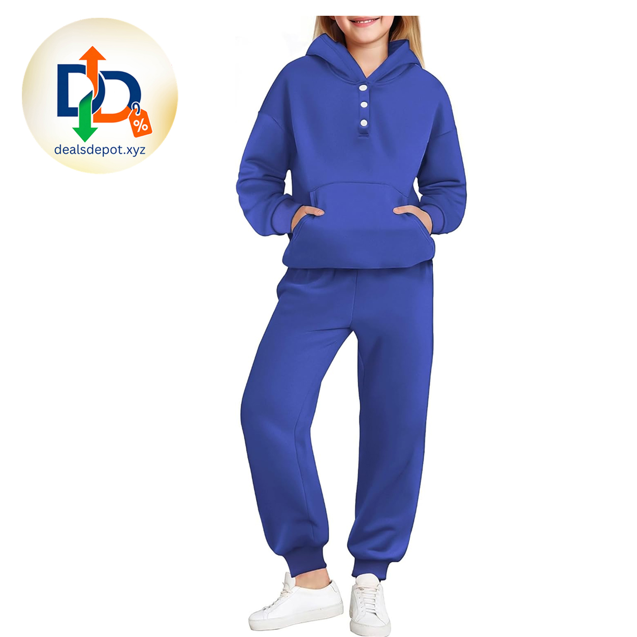 Arshiner Girls 2 Piece Outfits Button Down Hoodie Sweatpants Sweatsuits Set for Little Girls,Teen Girls,Long Sleeve Drop Shoulder Sweatshirts,Fashion Tracksuit with Pockets,Fall Winter Clothes