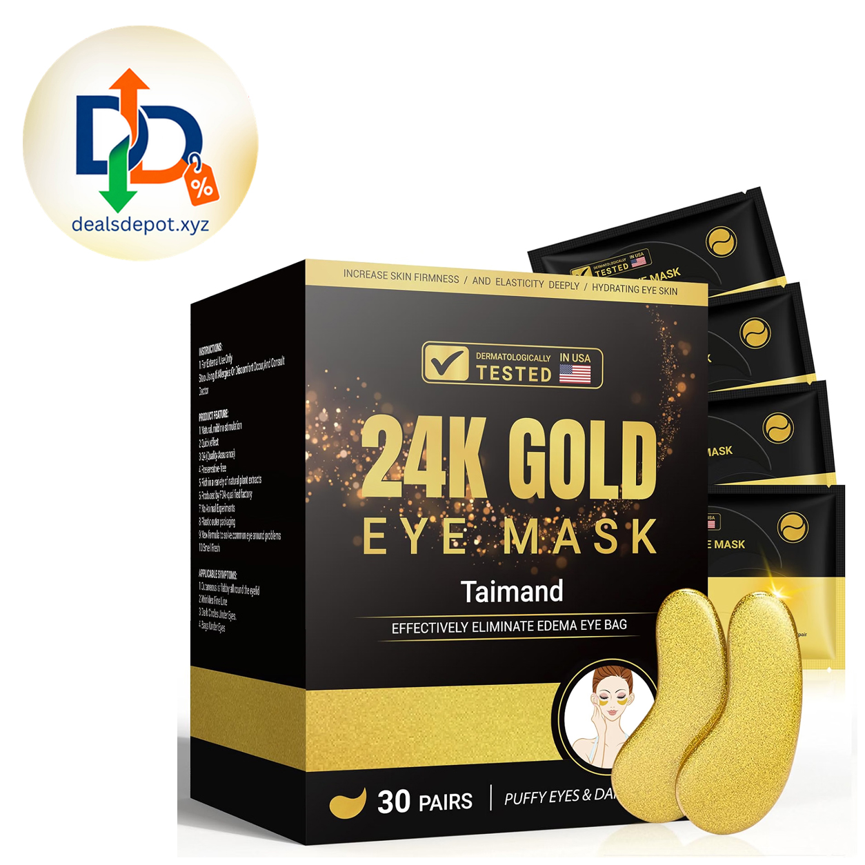 24K Gold Under Eye Patches – 30 Pairs