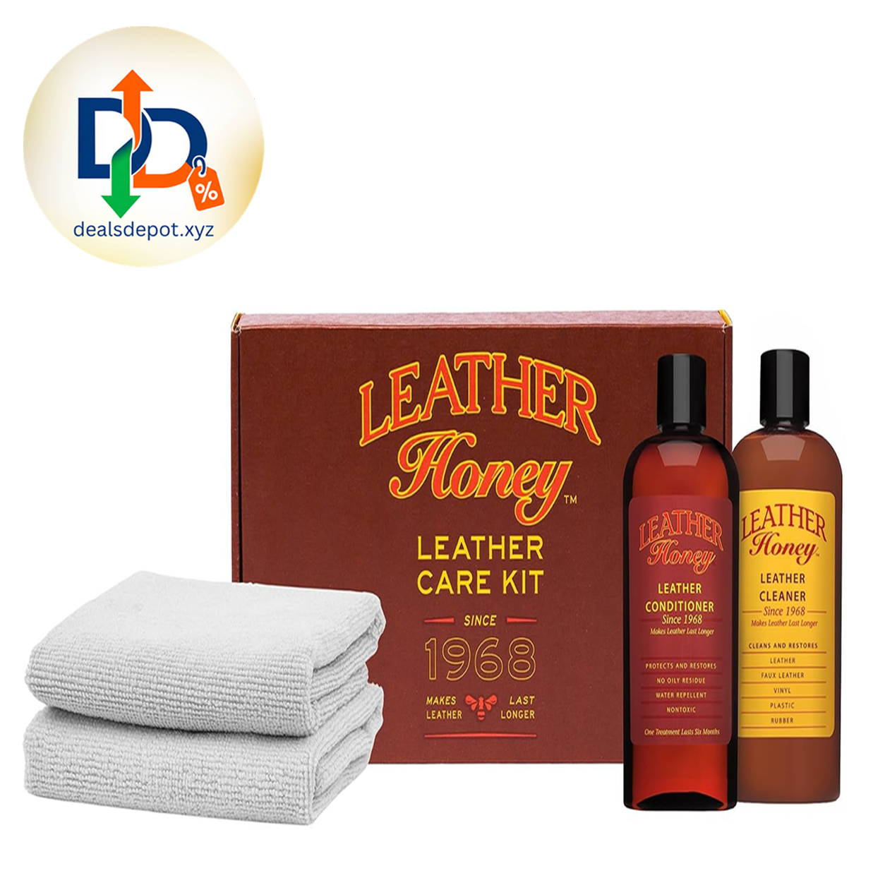Leather Honey Complete Leather Care Kit – Non-Toxic, Made in USA Trusted Since 1968. Complete Kit Includes Cleaner, Conditioner and Cloths. Clean & Restore Couches, Car Seats, Jackets & Bags